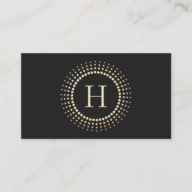 Elegant Gold Designer Monogram Circle Logo Business Card (Front)