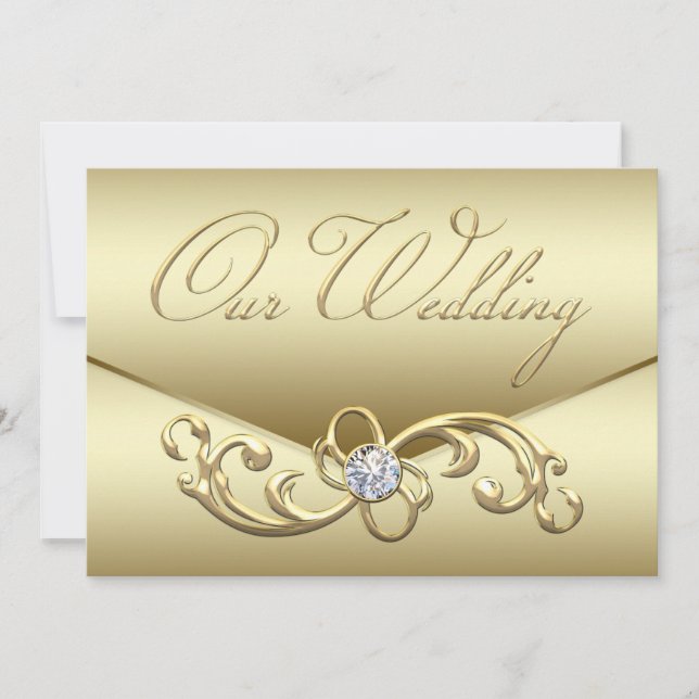 Elegant Gold Diamond Swirl Gold Wedding Invitation (Front)