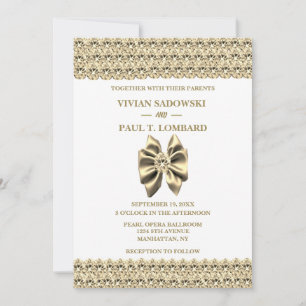 Elegant Gold Diamond White Wedding Invitation