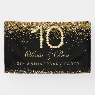 Elegant Gold Diamonds 10th Anniversary Party  Banner
