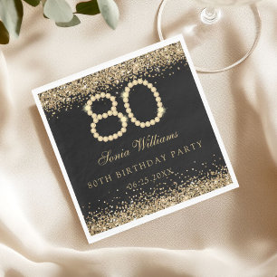 Elegant Gold Diamonds 80th Birthday Party Napkin