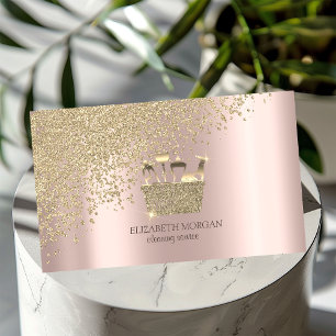 Elegant Gold Diamonds Broom Maid Cleaning House  Business Card