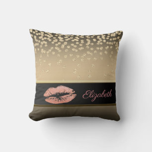 Elegant Gold Diamonds-Glittery Lip-Personalised Cushion