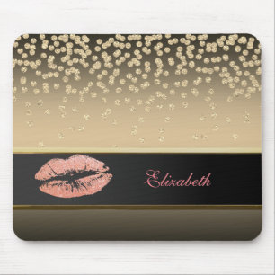 Elegant Gold Diamonds -Glittery Lip-Personalised Mouse Pad