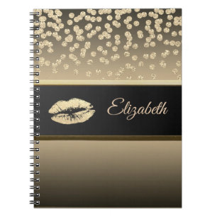 Elegant Gold Diamonds-Glittery Lip-Personalised Notebook