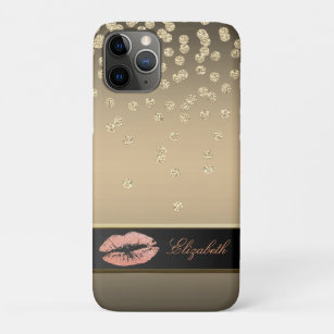 Elegant Gold Diamonds -Glittery Lips Case-Mate iPhone Case