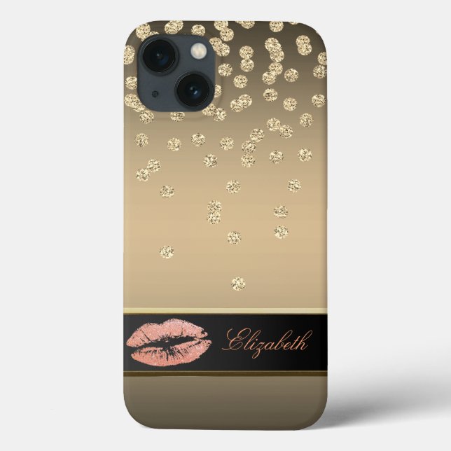 Elegant Gold Diamonds -Glittery Lips Case-Mate iPhone Case (Back)