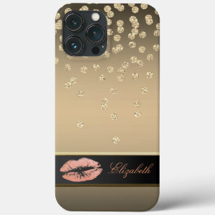 Elegant Gold Diamonds -Glittery Lips iPhone 13 Pro Max Case