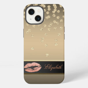 Elegant Gold Diamonds -Glittery Lips iPhone 13 Case