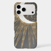 Elegant Gold Doodles Sun Moon Mandala Design