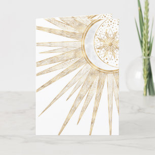 Elegant Gold Doodles Sun Moon Mandala Design Holiday Card