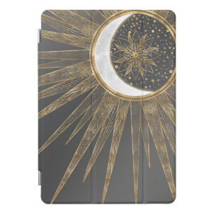 Elegant Gold Doodles Sun Moon Mandala Design iPad Pro Cover