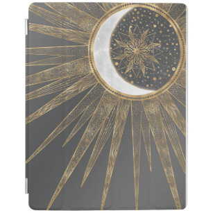 Elegant Gold Doodles Sun Moon Mandala Design iPad Cover