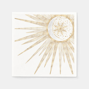 Elegant Gold Doodles Sun Moon Mandala Design Napkin