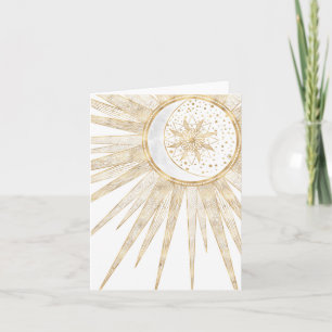 Elegant Gold Doodles Sun Moon Mandala Design Note Card