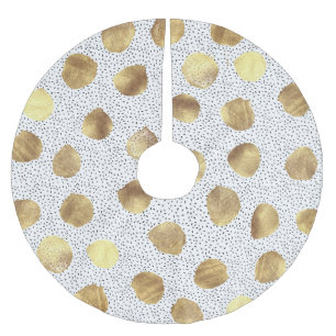 Elegant gold dots and brush strokes brushed polyester tree skirt