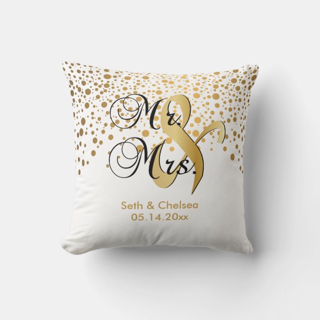 Elegant Gold Dots | Wedding | Personalise Cushion (Front)