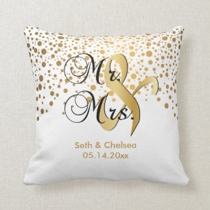 Elegant Gold Dots   Wedding   Personalise Cushion
