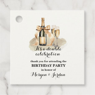 Elegant Gold Double Celebration Joint Birthday Favour Tags