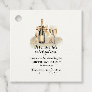 Elegant Gold Double Celebration Joint Birthday Favour Tags