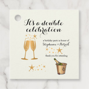 Elegant Gold Double Celebration Joint Birthday Favour Tags