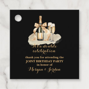 Elegant Gold Double Celebration Joint Birthday Favour Tags