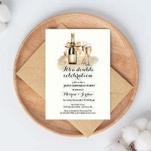 Elegant Gold Double Celebration Joint Birthday Invitation