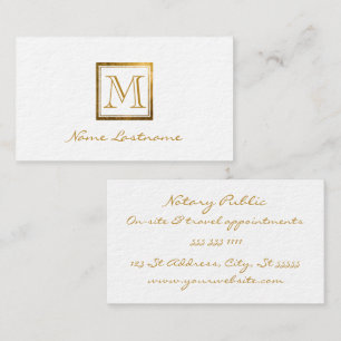 Elegant Gold Double Frame Monogram Notary Public Business Card