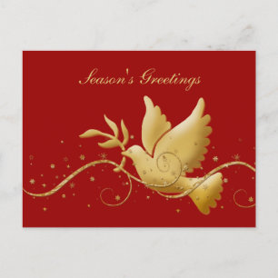 Elegant gold dove peace holiday postcard