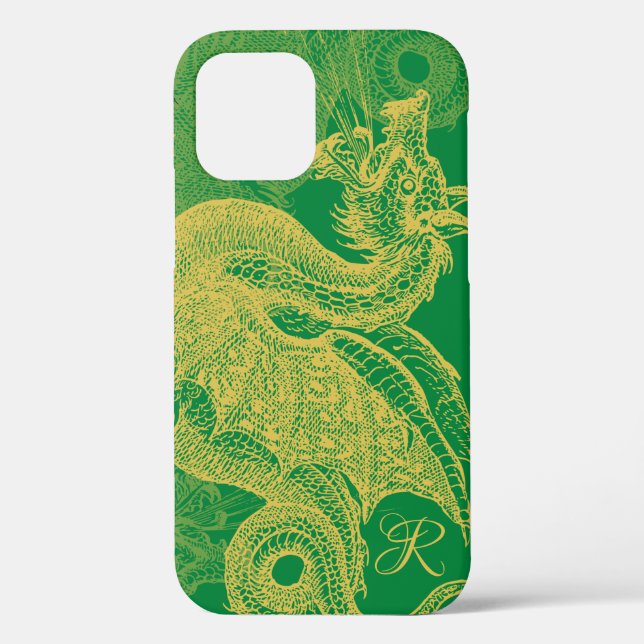 Elegant Gold Dragon Monogram Case-Mate iPhone Case (Back)