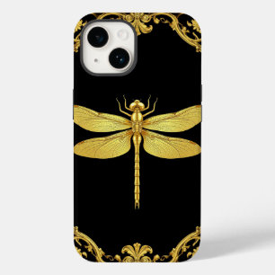 Elegant Gold Dragonfly Illustration Case-Mate iPhone 14 Case
