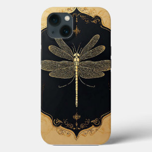 Elegant Gold Dragonfly Illustration iPhone 13 Case