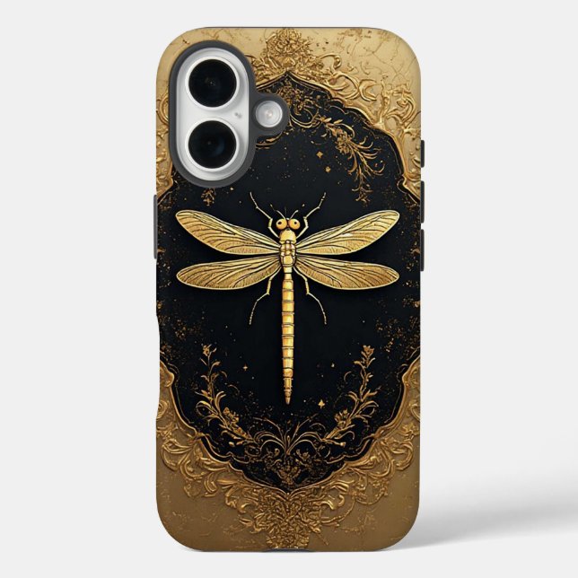 Elegant Gold Dragonfly Illustration Case-Mate iPhone Case (Back)