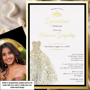 Elegant gold dress 15th birthday Quinceanera