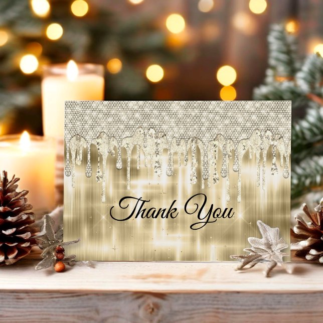Elegant gold dripping glitte thank you card (Creator Uploaded)