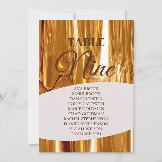 Elegant Gold Dripping Table 9 Nine Seating Chart Invitation (Front)