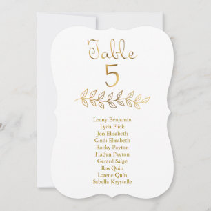 Elegant Gold effect Table Number 5 Seating Chart
