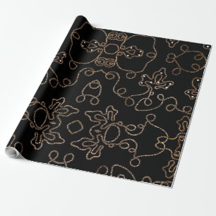 Elegant gold embellishments on black wrapping paper