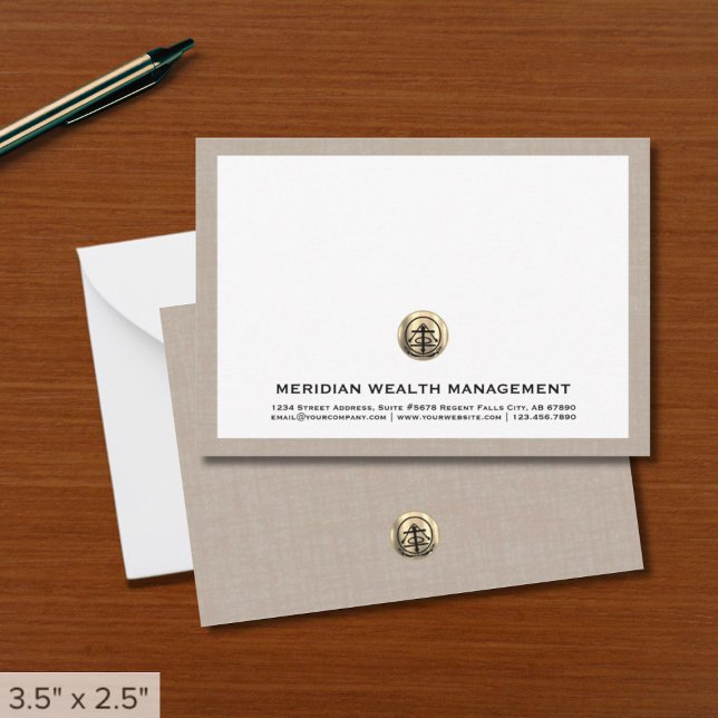 Elegant Gold Emblem Business Note Card (Creator Uploaded)