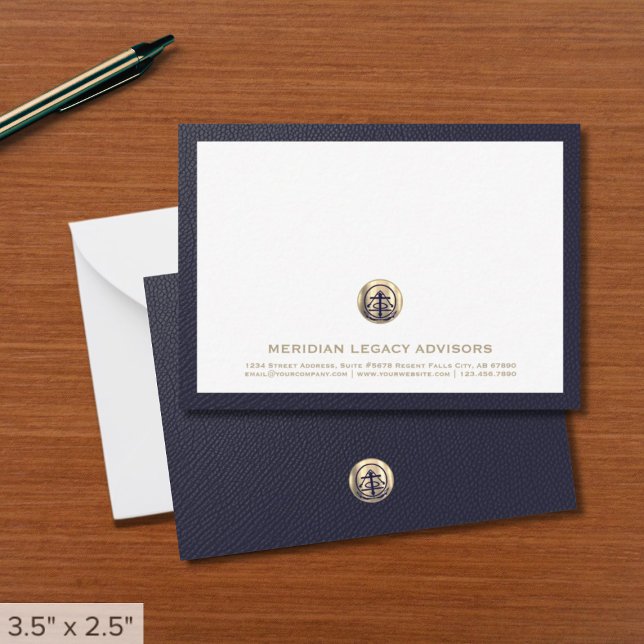 Elegant Gold Emblem Business Note Card (Elegant Gold Emblem Business Note Card 3.5x5)