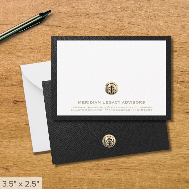 Elegant Gold Emblem Business Note Card (Creator Uploaded)
