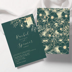 Elegant Gold Emerald Green Wedding Invitation