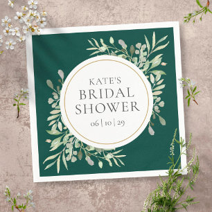 Elegant Gold Emerald Greenery Bridal Shower Napkin