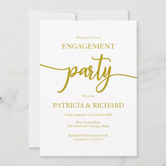 Elegant Gold Engagement Party Invitation (Front)