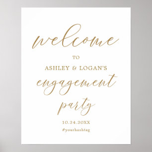Elegant Gold Engagement Party Welcome Poster