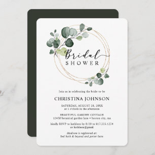 Elegant Gold Eucalyptus Bridal Shower Invitation