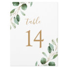 Elegant Gold Eucalyptus Greenery 5x7 Table Numbers