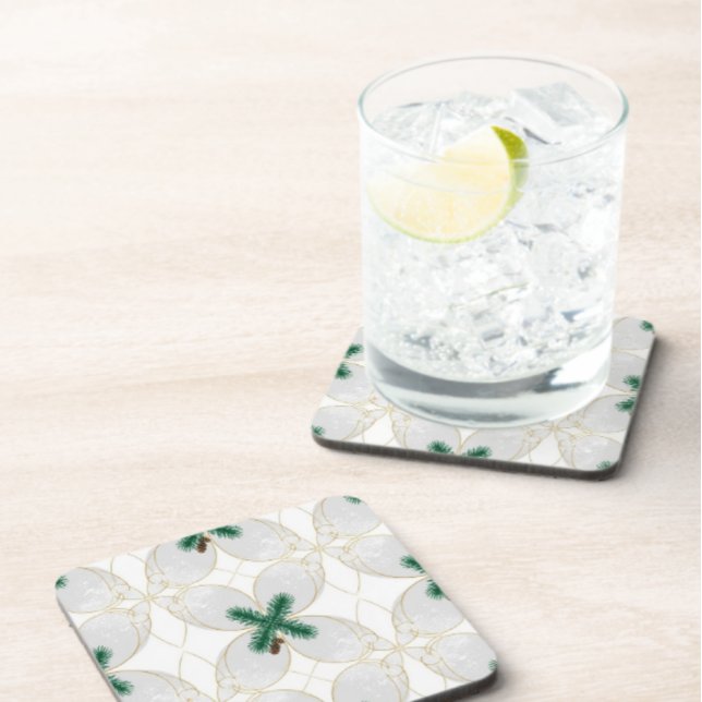 Elegant Gold Eucalyptus MerryMist Holiday Cork Coa Coaster (Creator Uploaded)