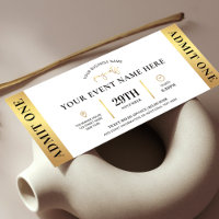 Elegant Gold Event Ticket Business Logo Admit One