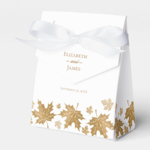 Elegant Gold Fall Leaves Custom Wedding Favour Box